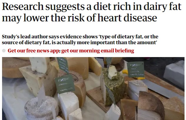 Milchfett soll Herzinfarkt vorbeugen: The Guardian vom 21.9.2021