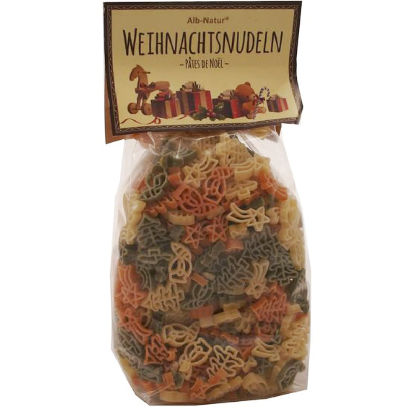 Weihnachtlich geformte Pasta, ideal für vegane Weihnachten!