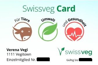 Swissveg-Card / Mitgliederausweis: Vorderseite